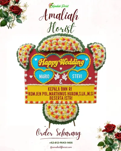 Karangan Papan Bunga Pernikahan di Sukra Wetan